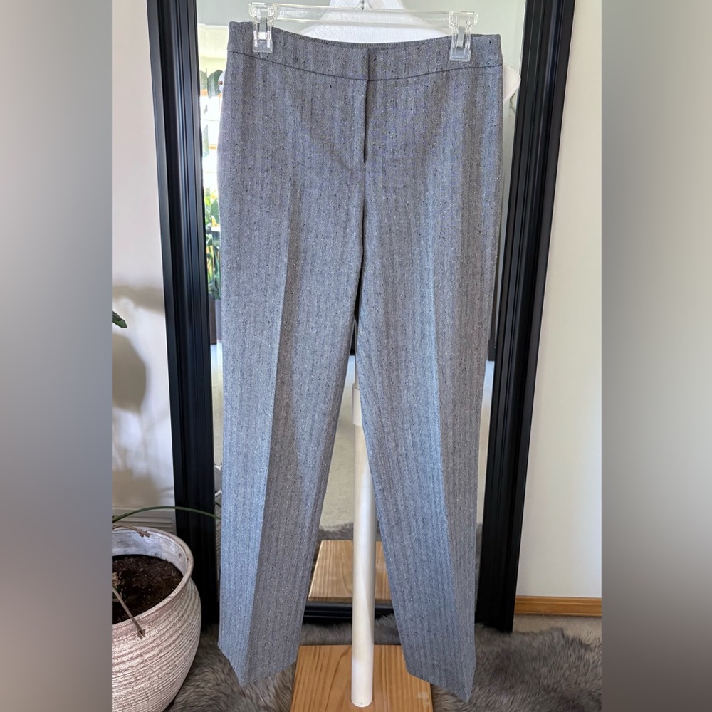 LAFAYETTE 148 New York Barrow Straight Leg Wool Blend Gray Business Casual Pants